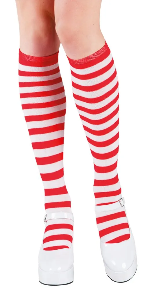 boland-kniestr-mpfe-rot-wei-gestreift-clown-zubeh-r image 1