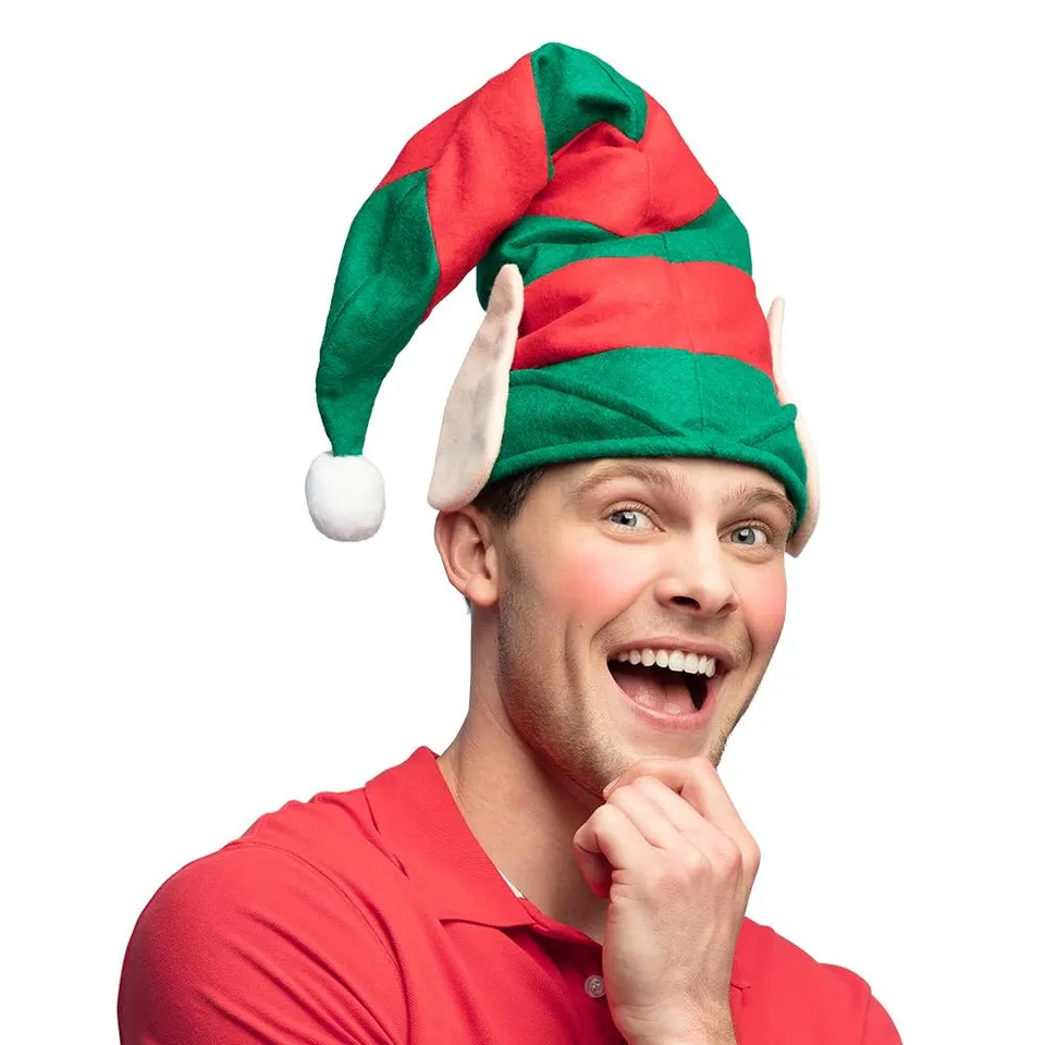 boland-weihnachtsm-tze-elf-mit-ohren-rot-gr-n-einheitsgr image 1