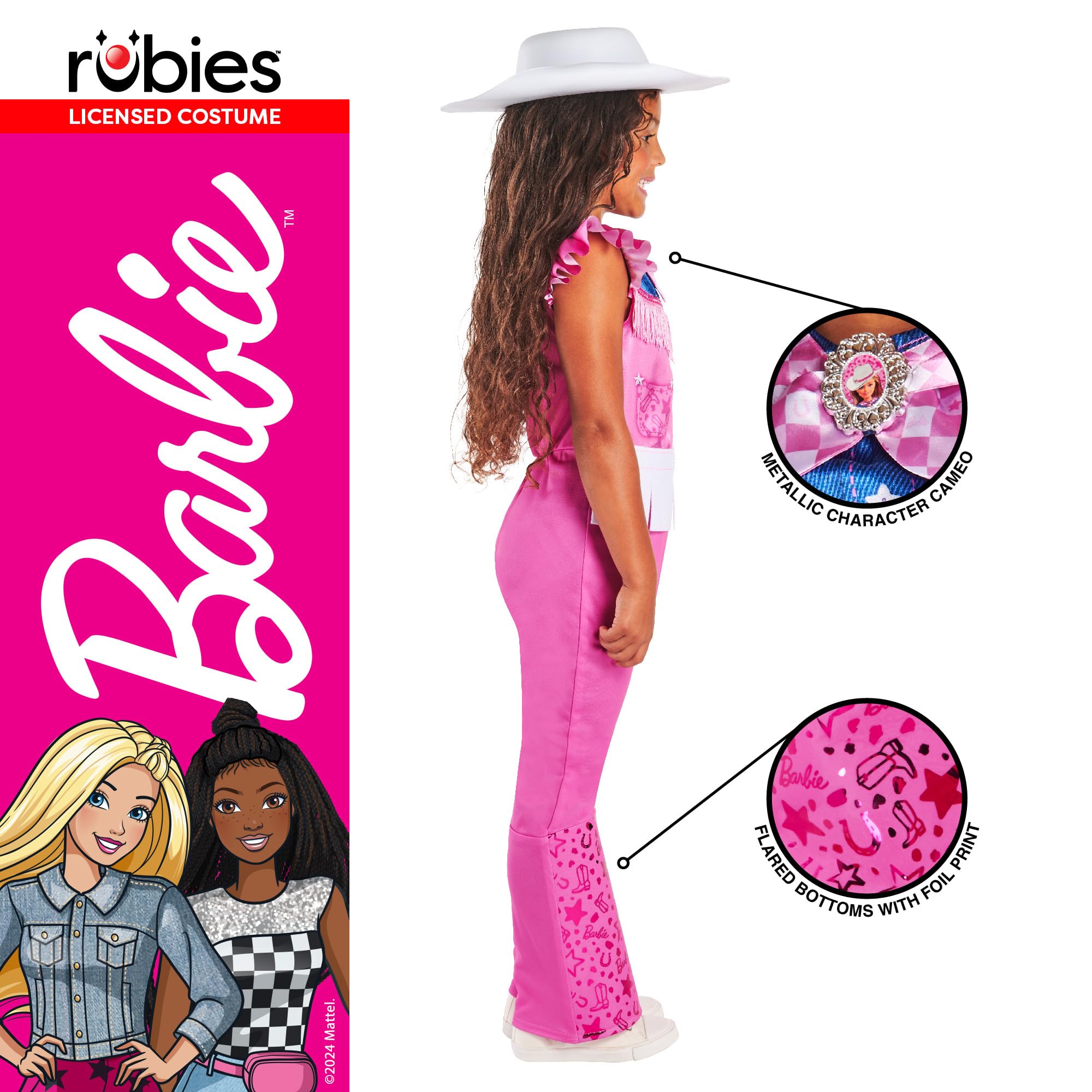 rubie-s-deluxe-barbie-cowgirl-kinderkost-m-5-6-jahre-rosa image 3