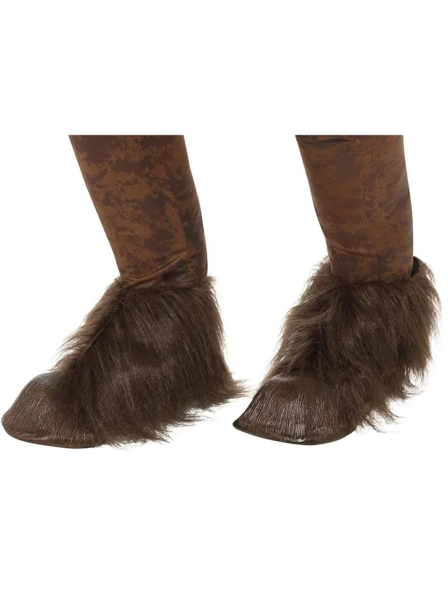 smiffys-fever-krampus-huf-schuh-berzug-braun-latex-mit-fell image 1