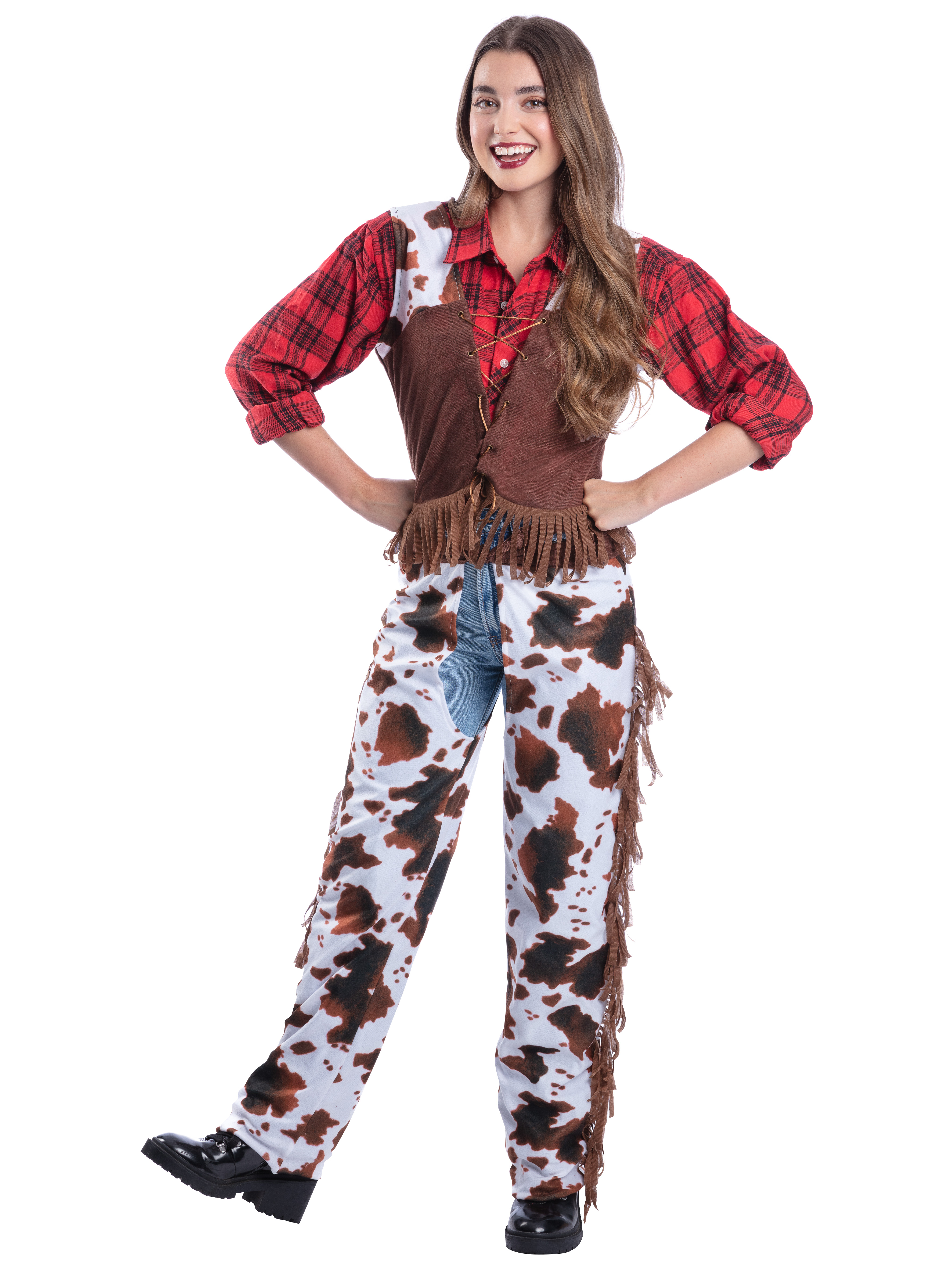 rubies-cowboy-kost-m-damen-m-mit-fransen-weste-und-hose image 1