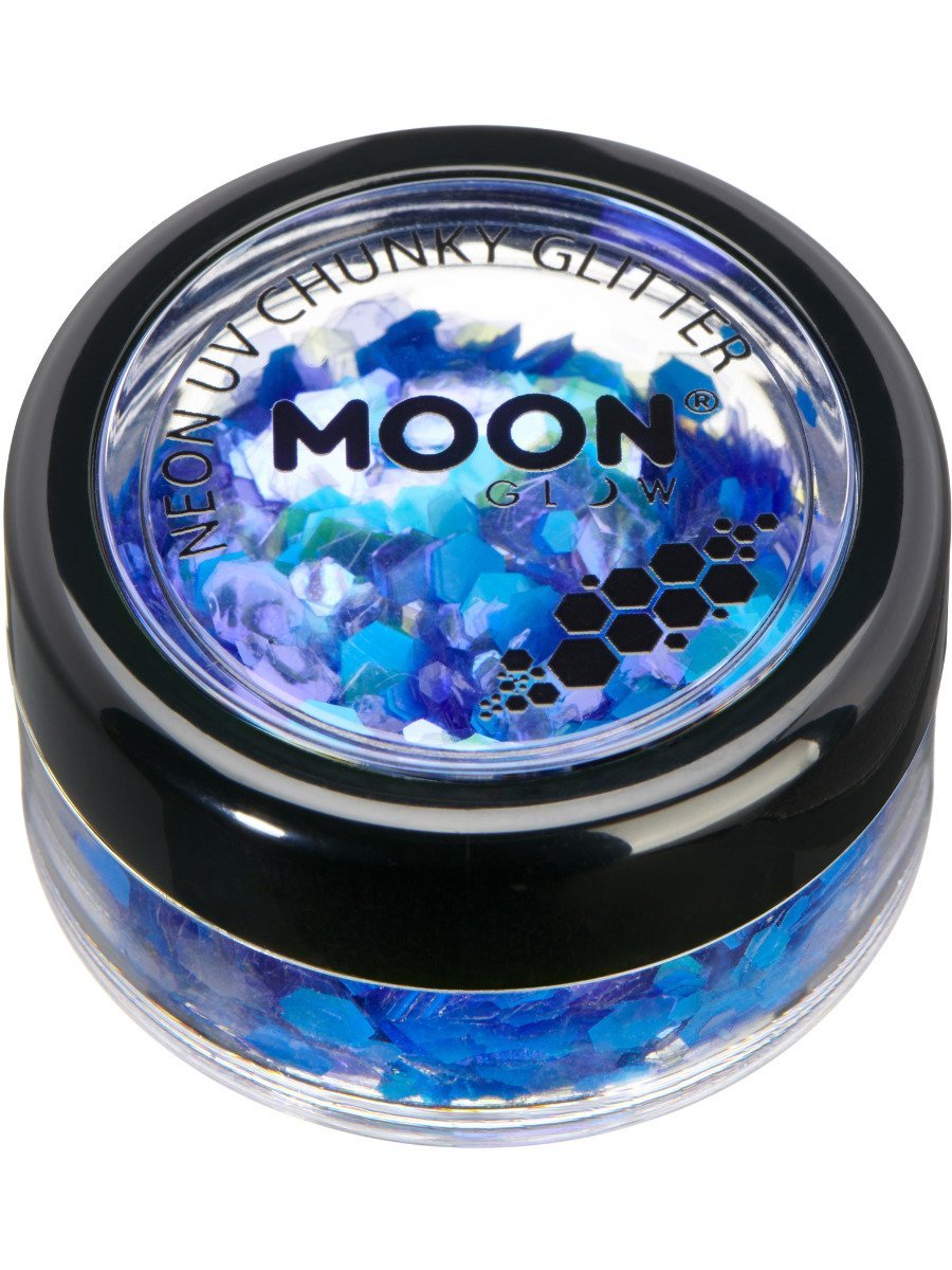 smiffys-makeup-fx-neon-uv-glitzer-blau-3g-chunky image 2