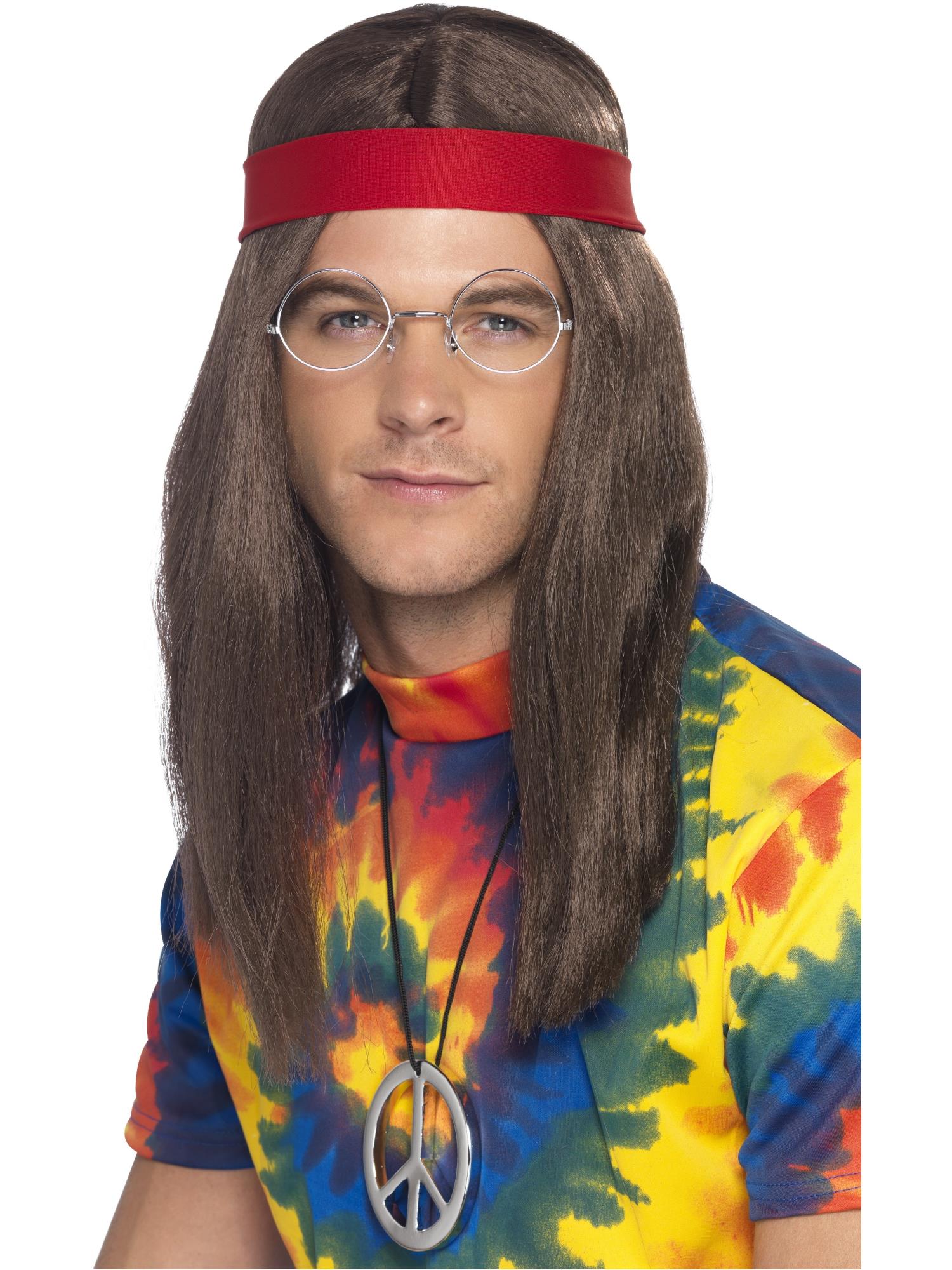 smiffys-fever-hippy-man-kit-braun-mit-per-cke-4-tlg image 1