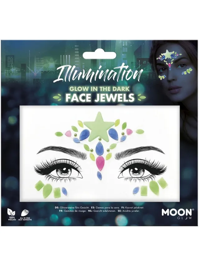 smiffys-makeup-fx-moon-glow-face-jewels-illumination-uv-neon image 1