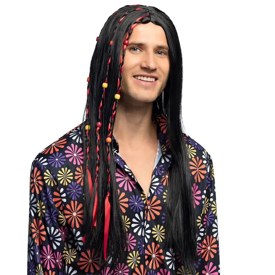 boland-wigs-flower-power-per-cke-schwarz-lang-erwachsene image 1