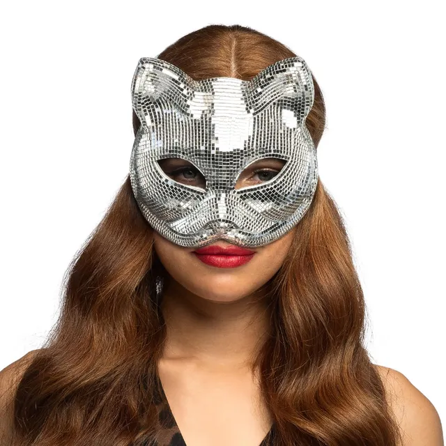 boland-masks-katzenmaske-disco-cat-silber-mosaik image 1