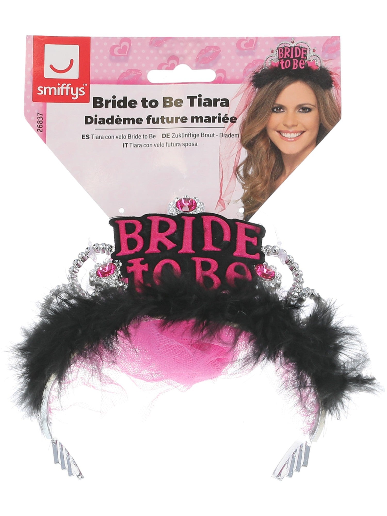 smiffys-fever-bride-to-be-tiara-mit-schleier-schwarz image 2