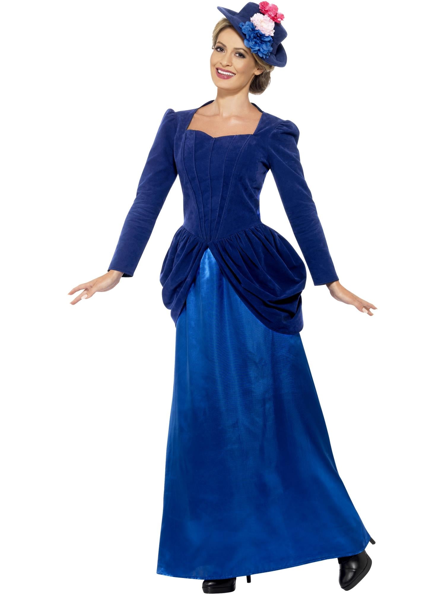 smiffys-fever-victorian-vixen-kost-m-blau-mit-hut-gr-s image 4