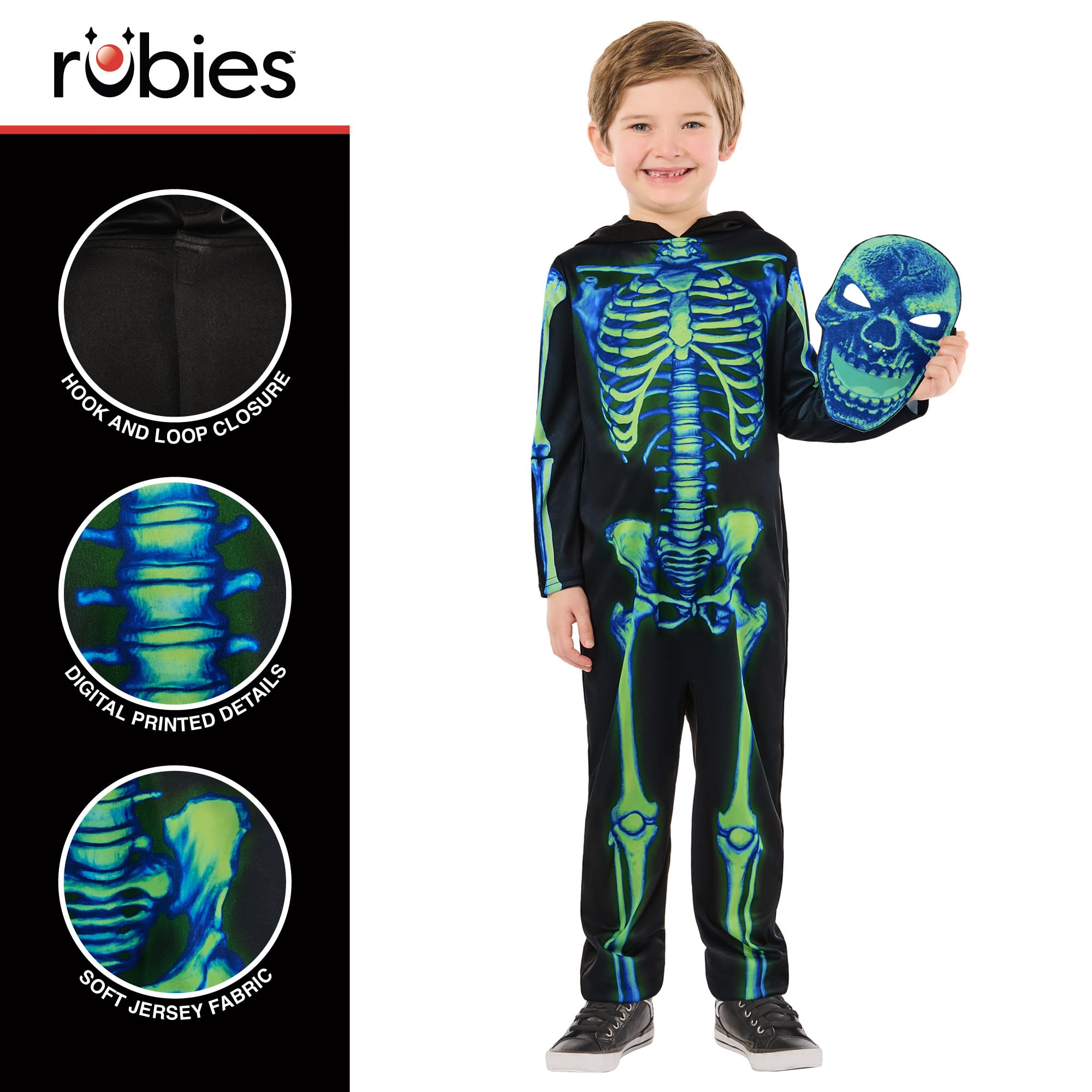 rubie-s-deluxe-skeleton-kinderkost-m-neon-gr-n-5-6-jahre image 4