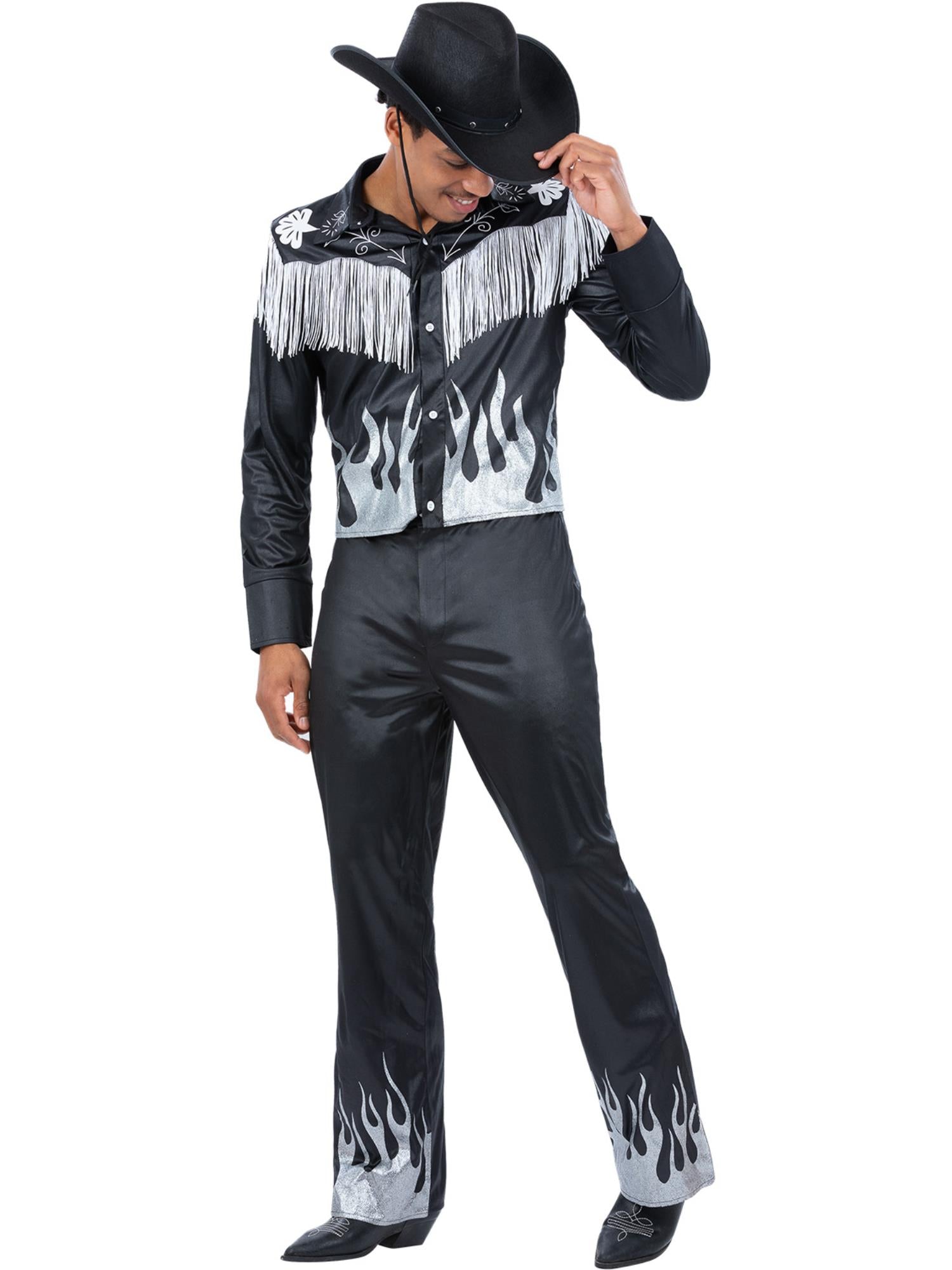 smiffys-fever-glamorous-cowboy-kost-m-schwarz-gr-m-mit-fransen image 2
