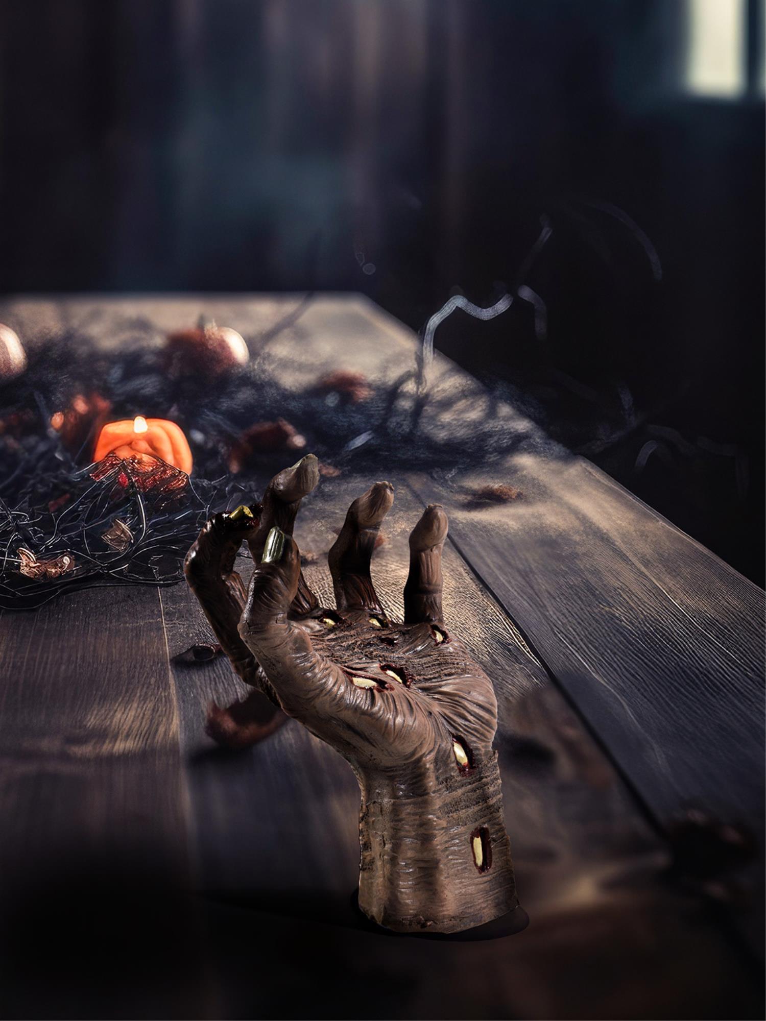 smiffys-makeup-fx-zombie-hand-latex-deko-braun image 2