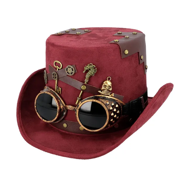 boland-headwear-steampunk-hut-mit-brille-rot-einheitsgr-e image 1