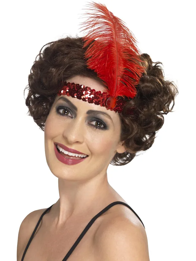 smiffys-fever-flapper-stirnband-rot-pailletten-mit-feder-20er image 1