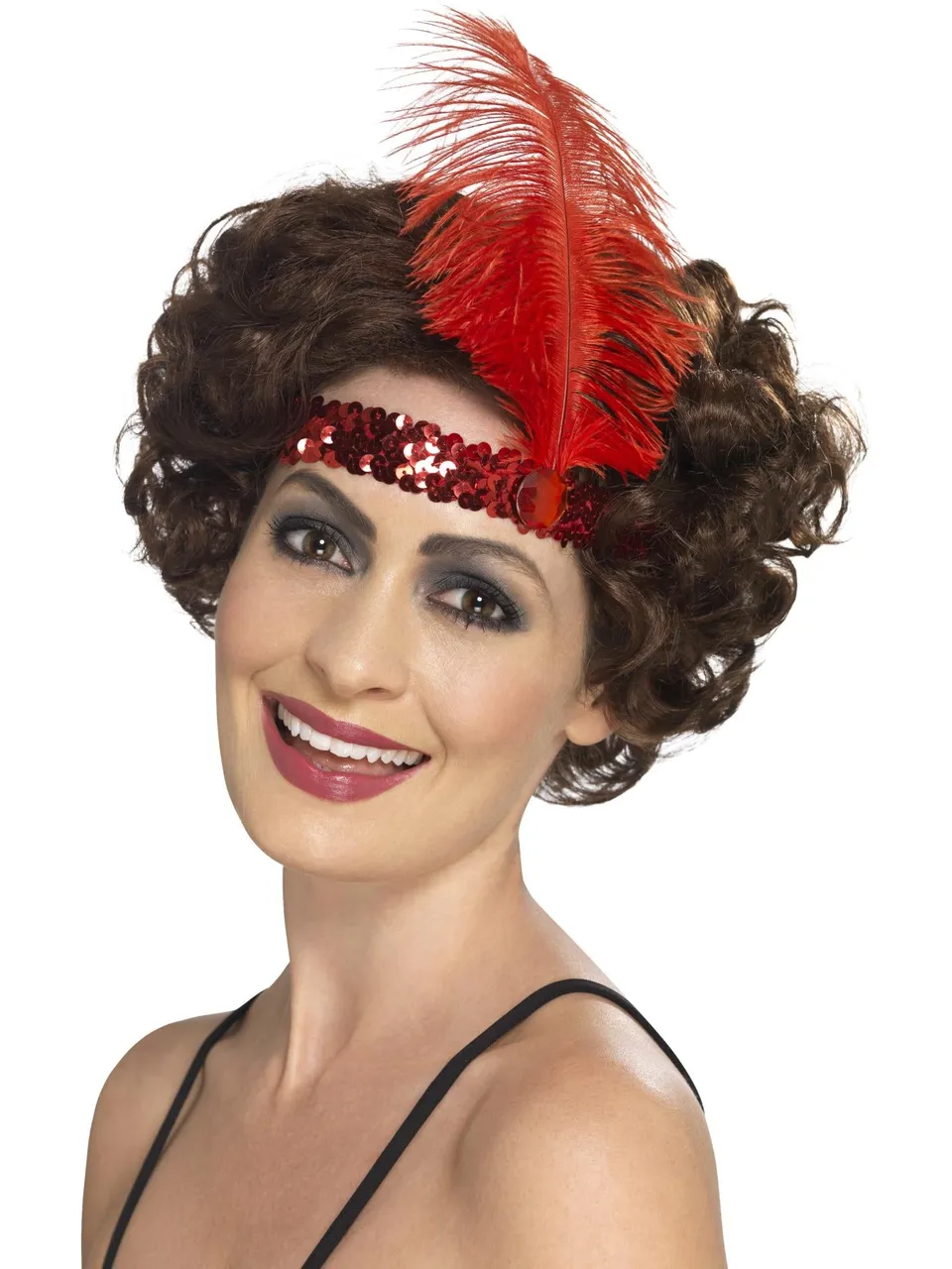 smiffys-fever-flapper-stirnband-rot-pailletten-mit-feder-20er image 1