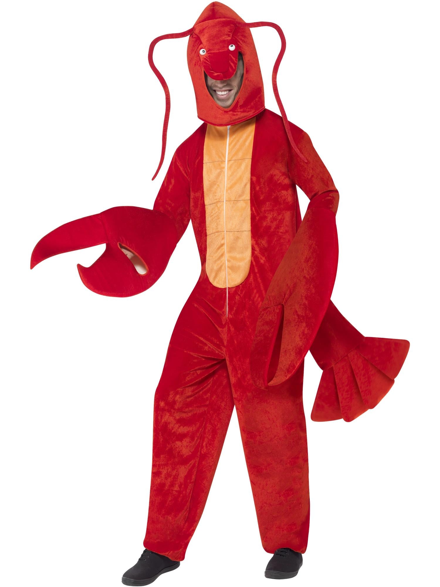 smiffys-fever-lobster-hummer-kost-m-rot-overall-mit-kapuze image 1