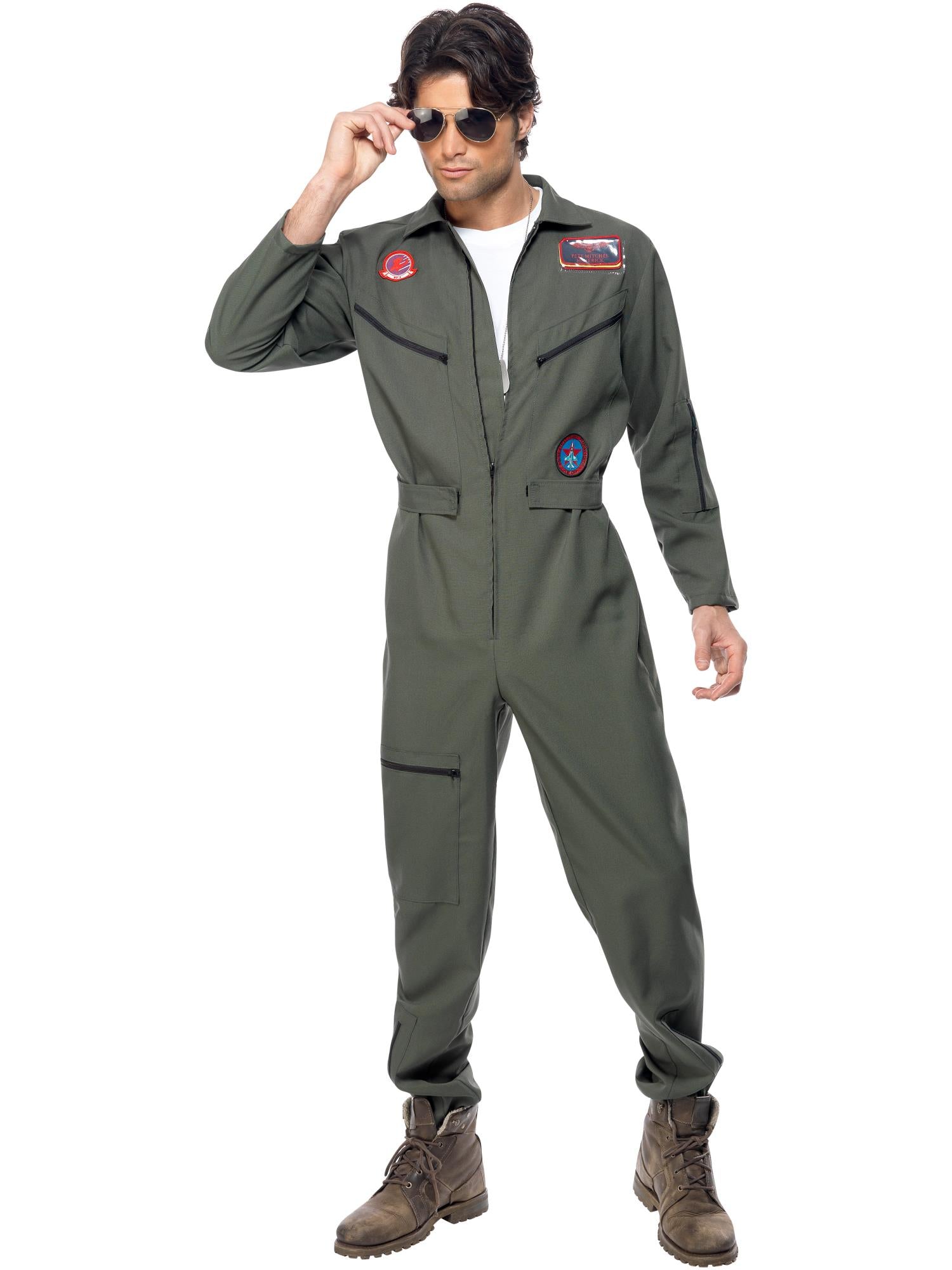 smiffys-fever-top-gun-piloten-kost-m-jumpsuit-gr-n-m image 6