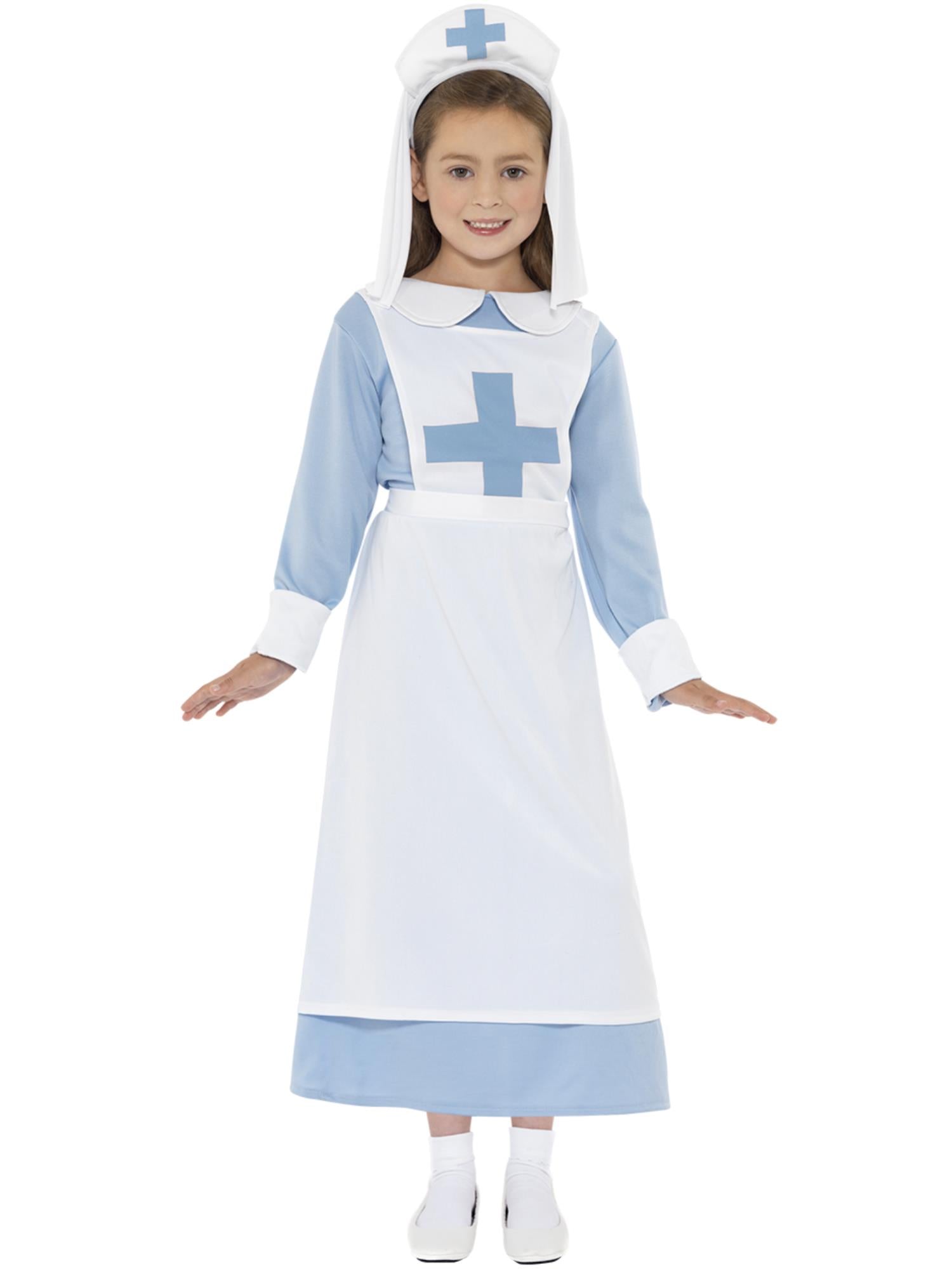 smiffys-krankenschwester-kost-m-kinder-blau-ww1-mit-sch-rze image 2