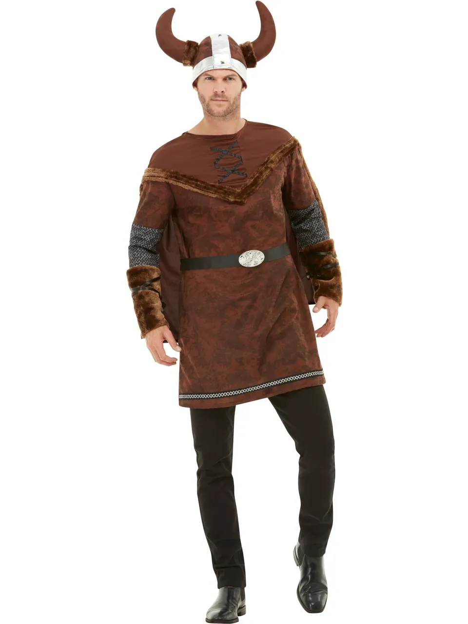 smiffys-fever-wikinger-kost-m-herren-braun-mit-helm image 1