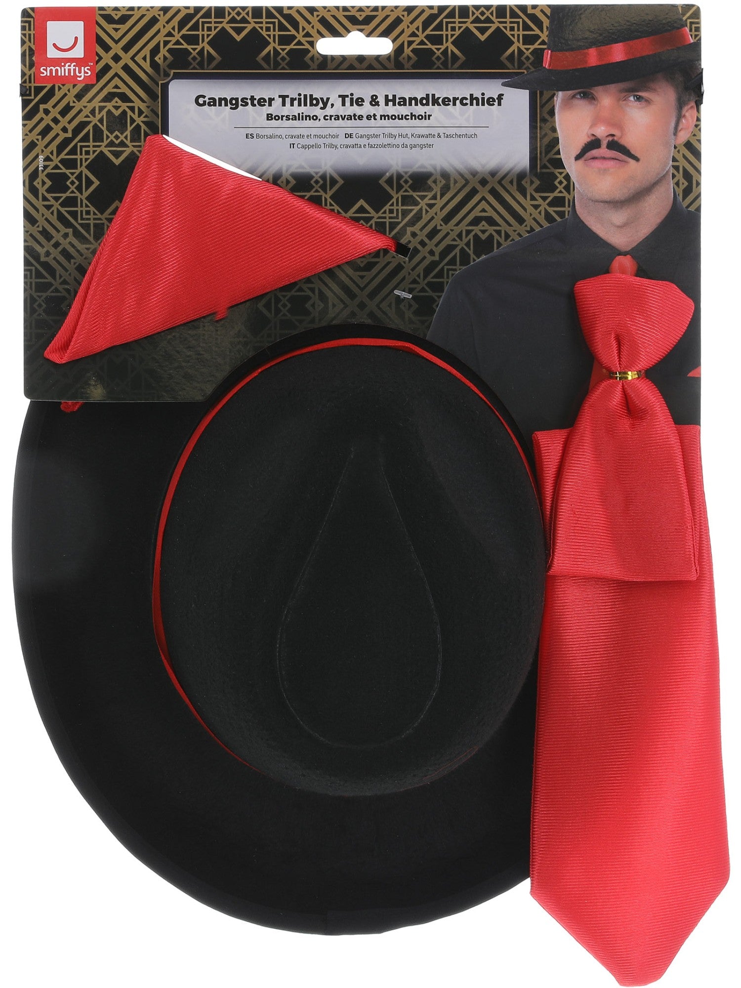 smiffys-fever-gangster-trilby-hut-krawatte-set-schwarz image 2