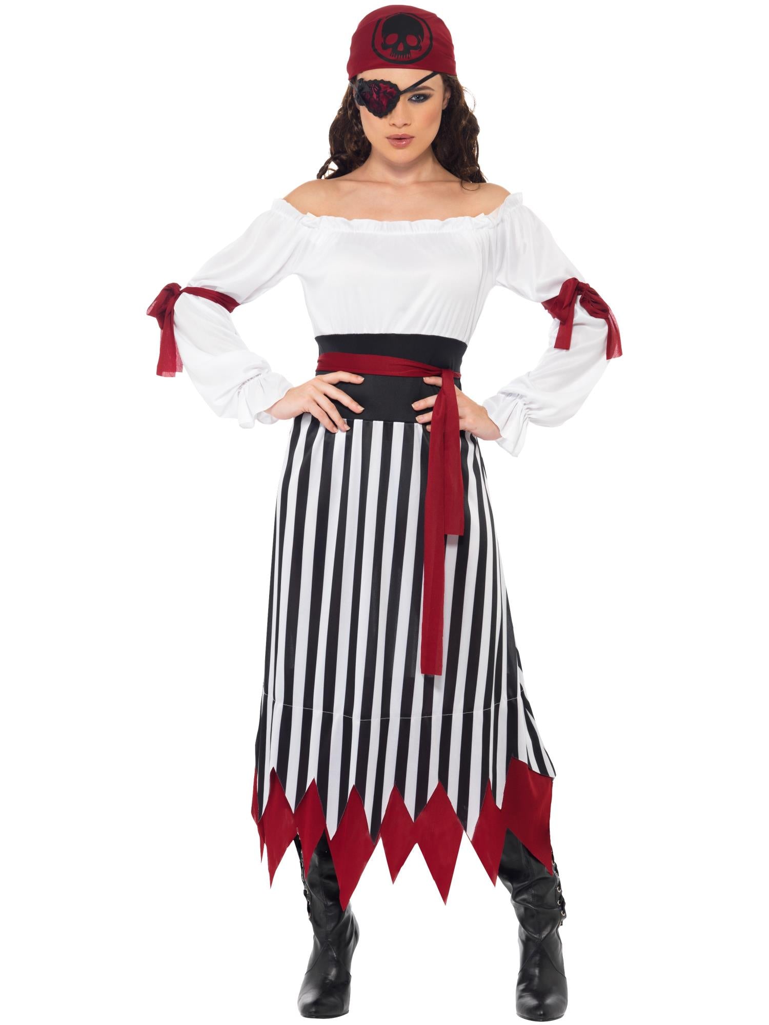 smiffys-fever-pirate-lady-kost-m-schwarz-wei-m image 4