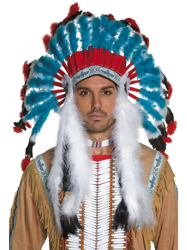 smiffys-fever-indianer-kopfschmuck-blau-federn-unisex image 1