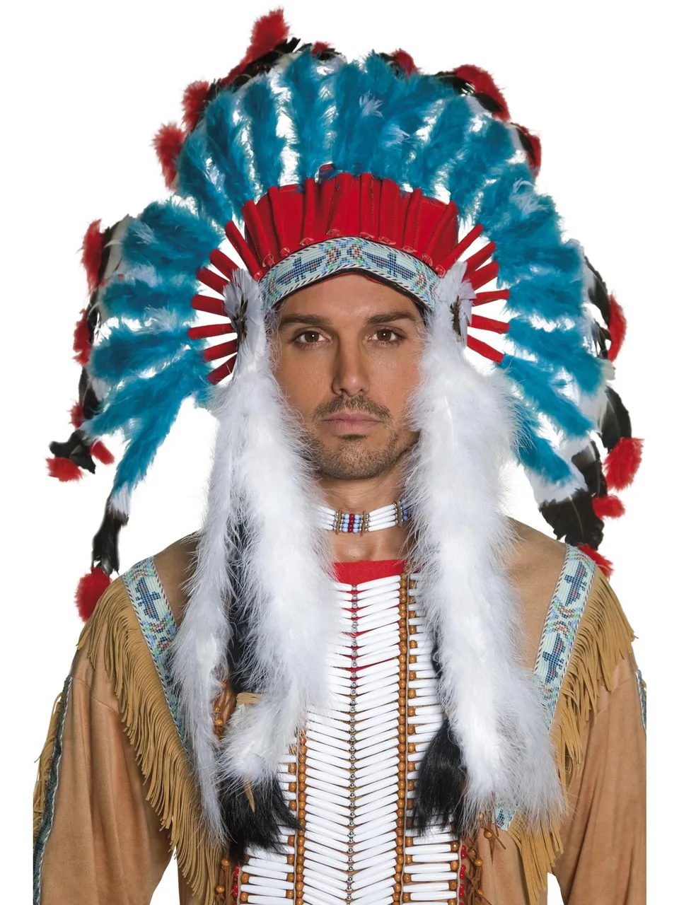 smiffys-fever-indianer-kopfschmuck-blau-federn-unisex image 1