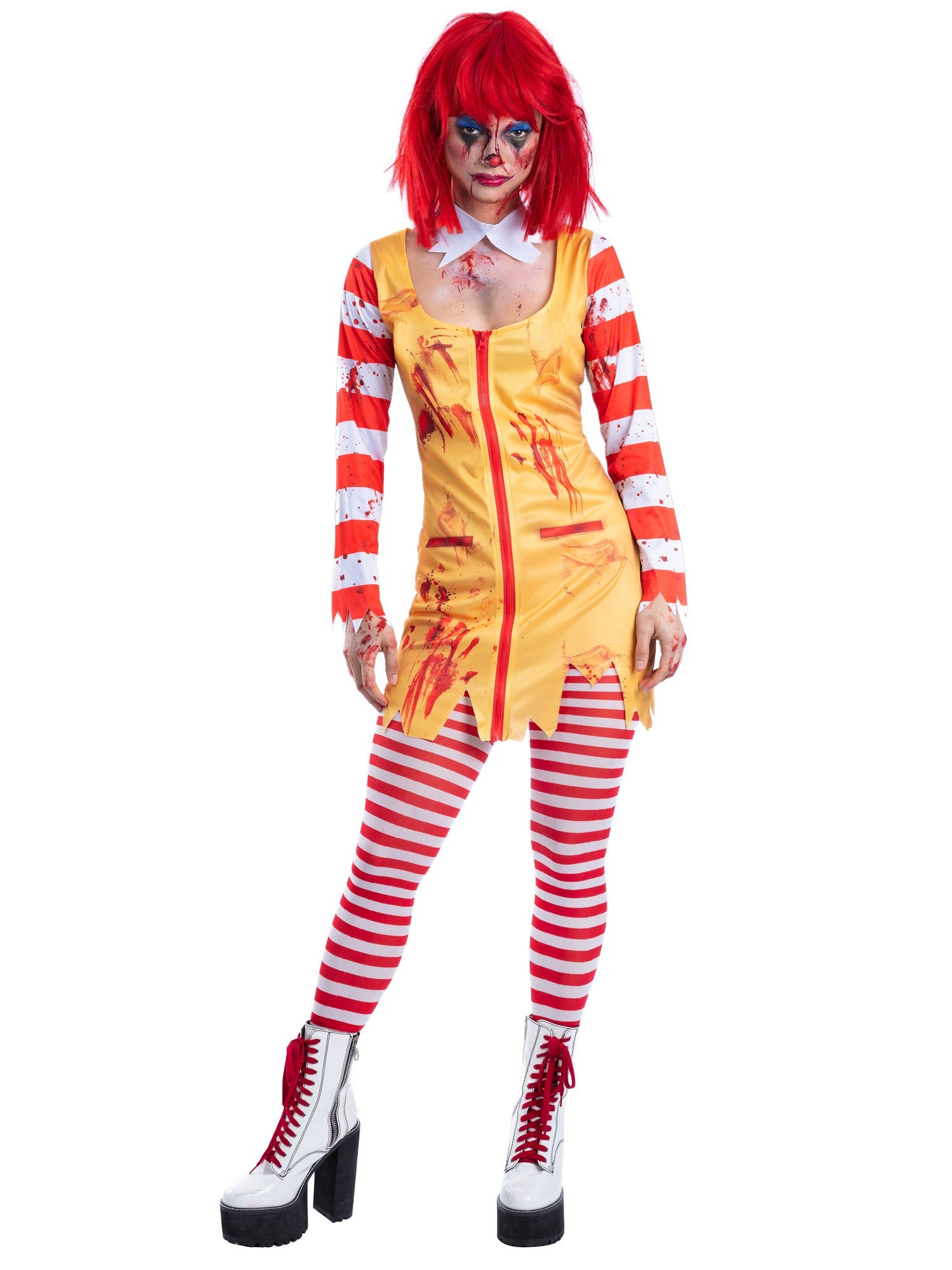 smiffys-fever-kreepy-killer-clown-kost-m-damen-gelb-rot image 1
