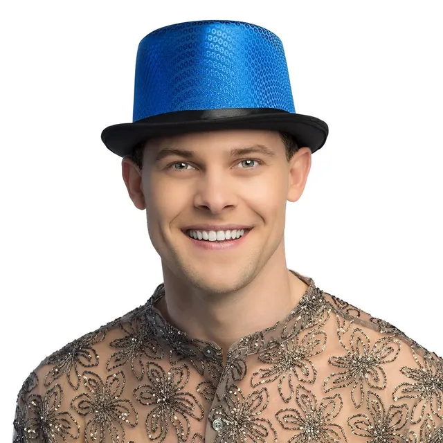 boland-caprice-zylinder-hut-blau-gl-nzend-f-r-karneval image 1
