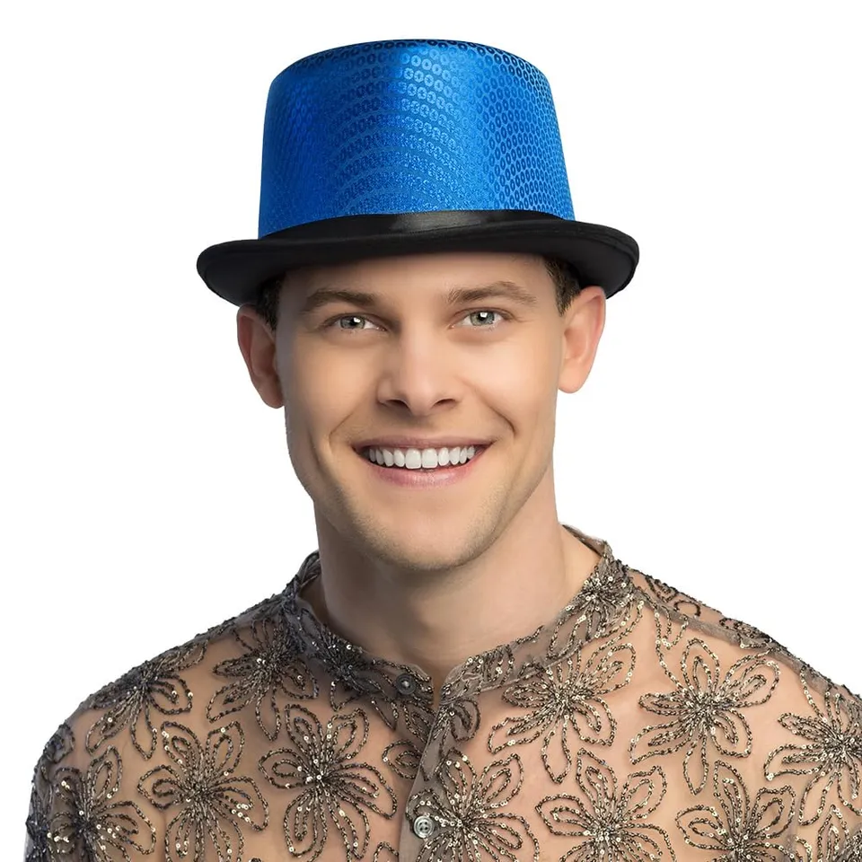boland-caprice-zylinder-hut-blau-gl-nzend-f-r-karneval image 1