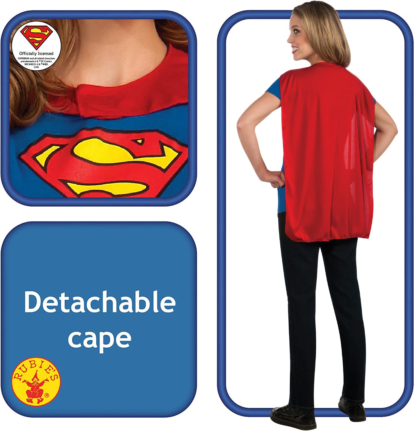 rubie-s-deluxe-supergirl-t-shirt-kost-m-damen-s-mit-cape image 2