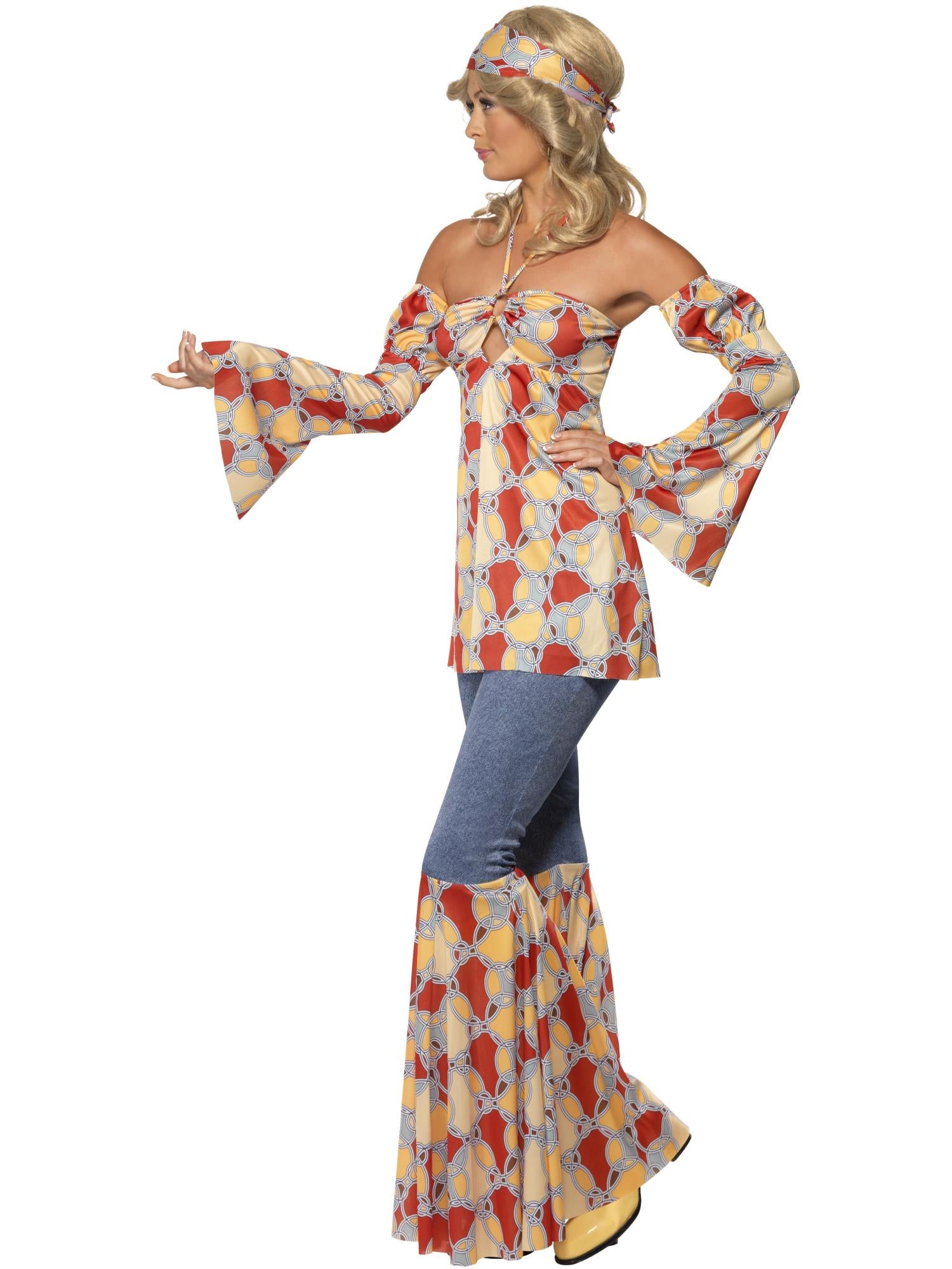 smiffys-fever-vintage-hippy-70er-kost-m-bunt-damen-4-teilig image 3