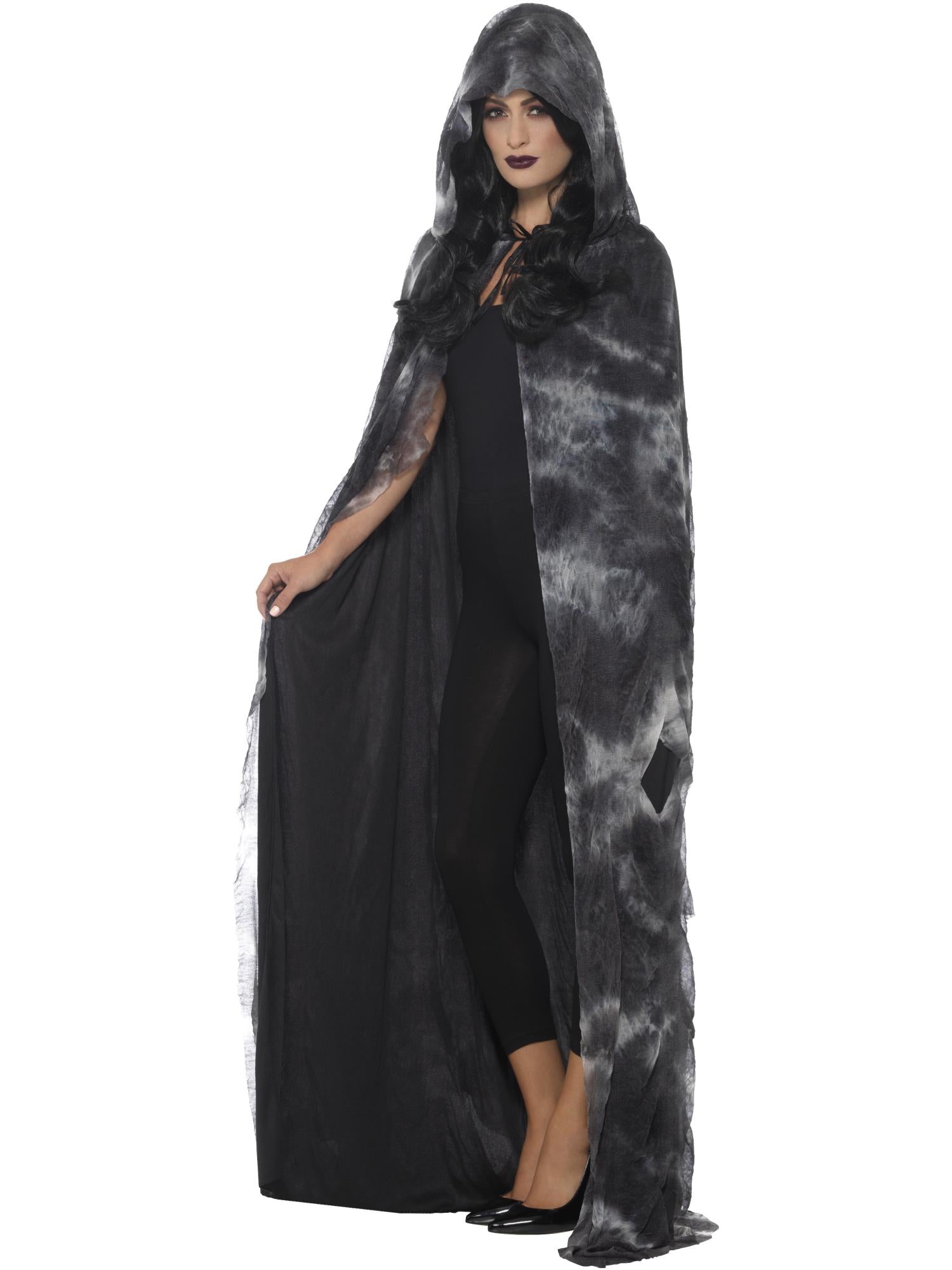 smiffys-fever-spellbound-decayed-cape-umhang-schwarz-grau image 4