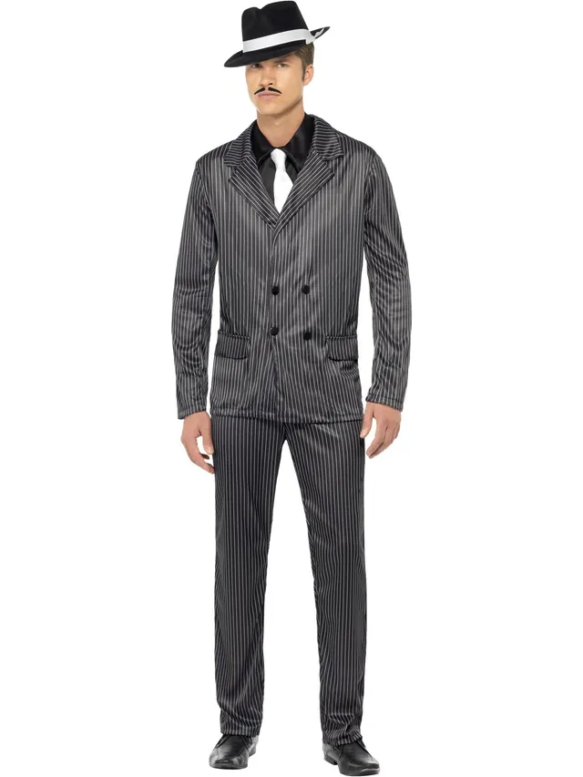 smiffys-fever-gangster-kost-m-nadelstreifen-schwarz-gr-l-4-tlg image 1