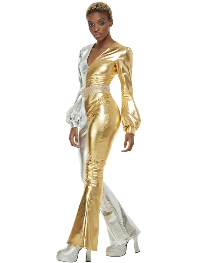 smiffys-fever-70s-super-chic-kost-m-damen-gold-silber-m image 1