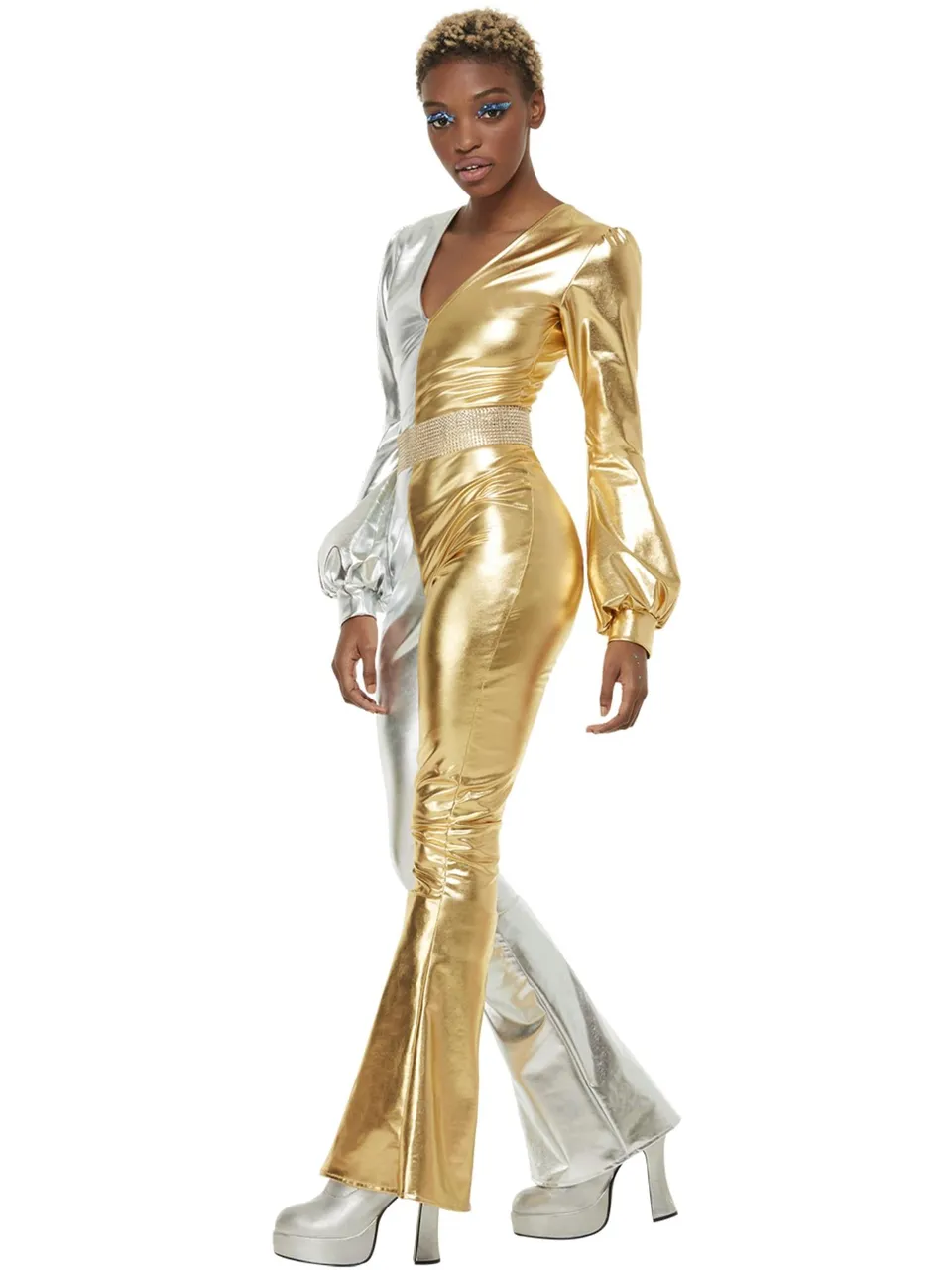 smiffys-fever-70s-super-chic-kost-m-damen-gold-silber-m image 1