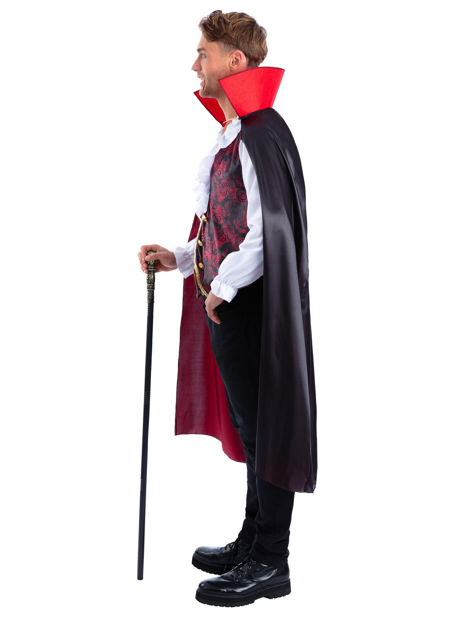 smiffys-fever-vampir-kost-m-schwarz-rot-m-mit-stock image 3