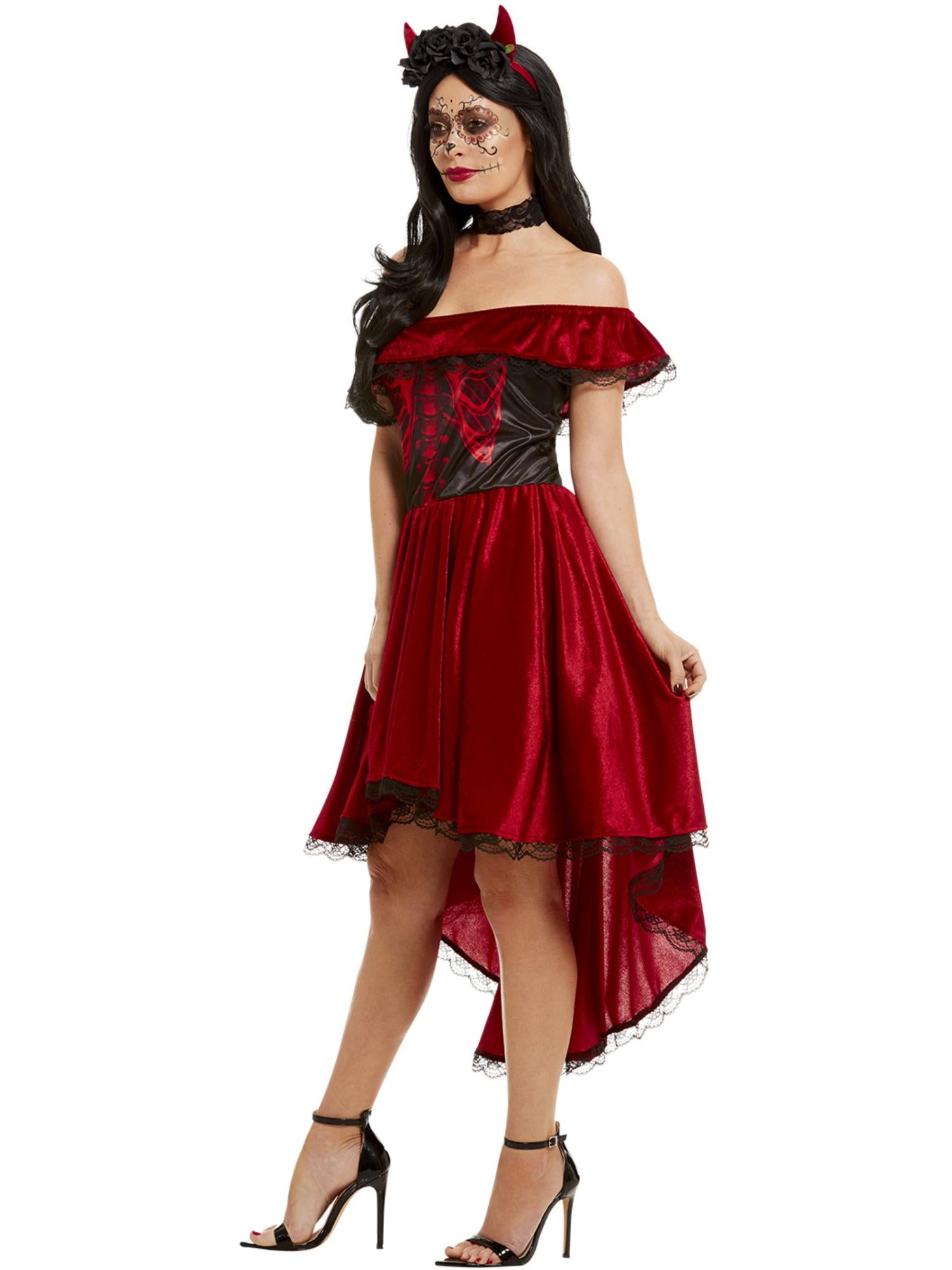 smiffys-fever-day-of-the-dead-devil-kost-m-damen-rot-m image 3
