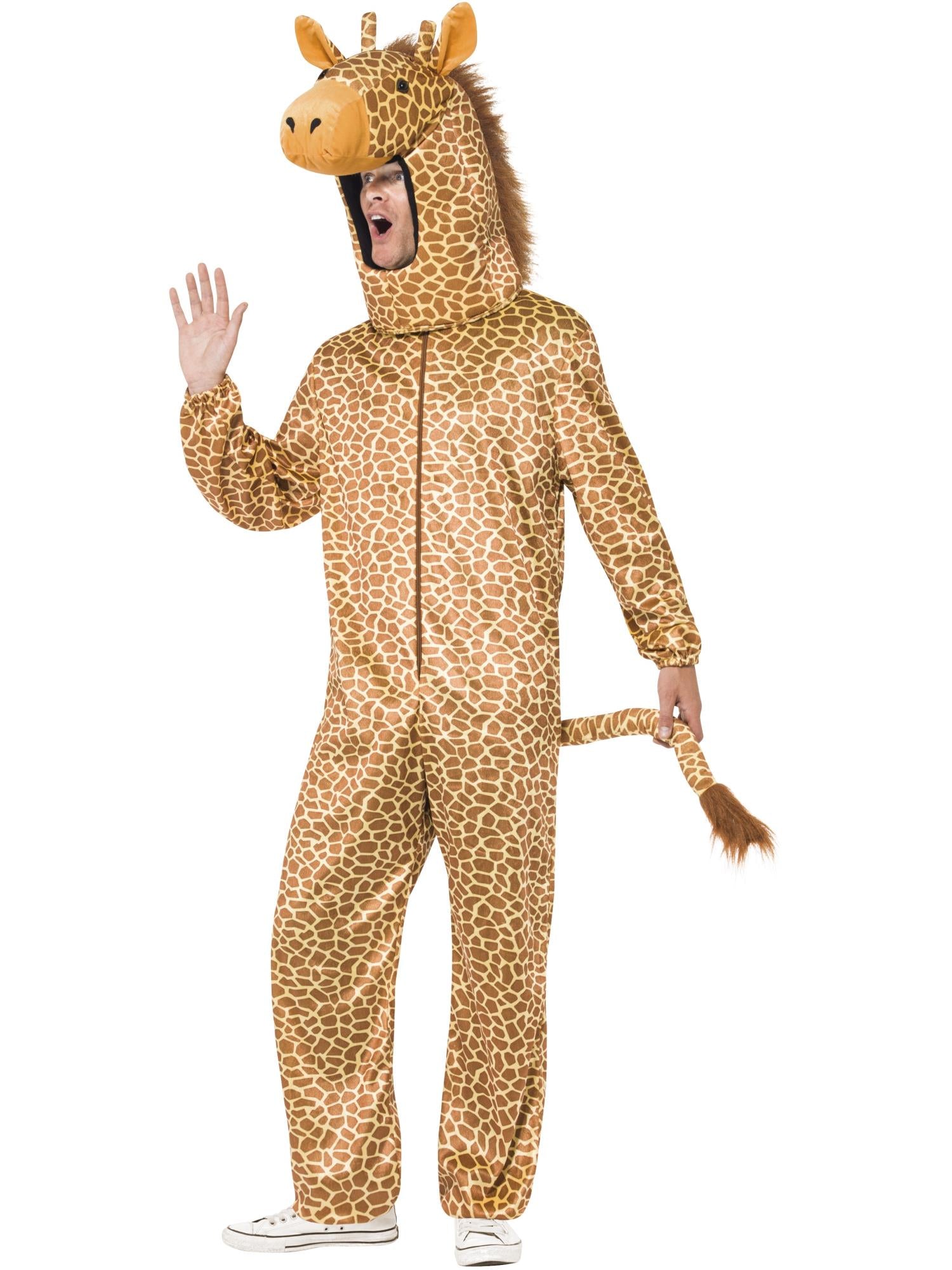 smiffys-fever-giraffe-kost-m-herren-orange-overall-mit-kapuze image 1