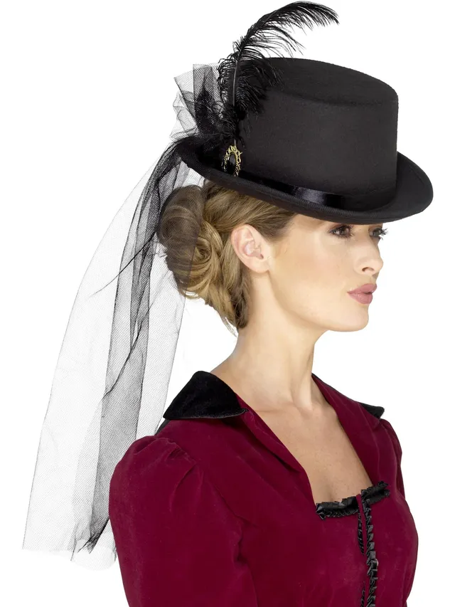 smiffys-fever-victorian-top-hat-zylinder-hut-schwarz-damen image 1