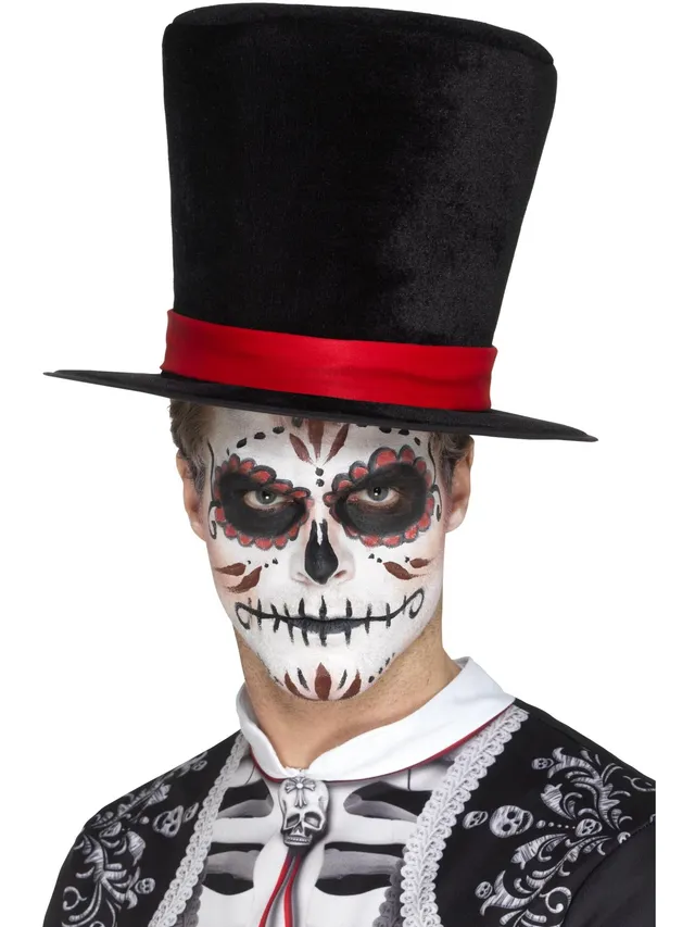 smiffys-fever-day-of-the-dead-zylinder-schwarz-mit-band image 1