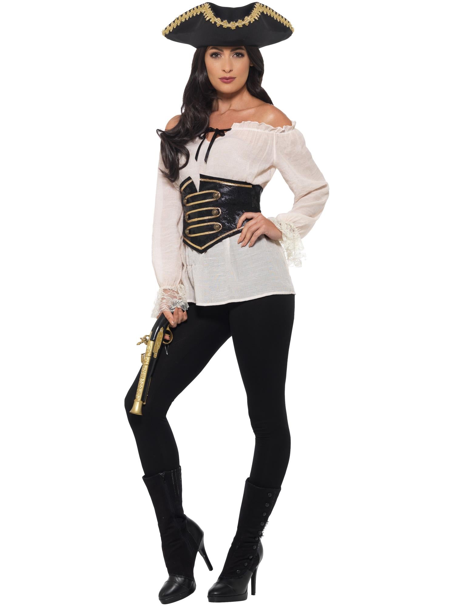 smiffys-fever-piratenbluse-damen-creme-mit-schn-rmieder-gr-e-m image 2