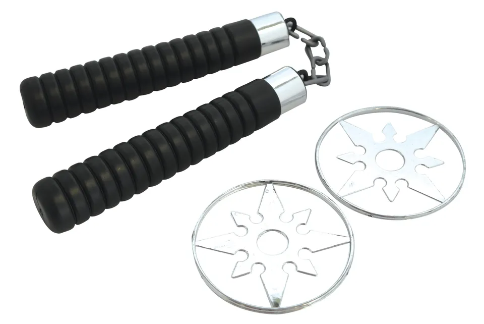 rubies-ninja-nunchaku-set-17cm-mit-wurfsternen image 1