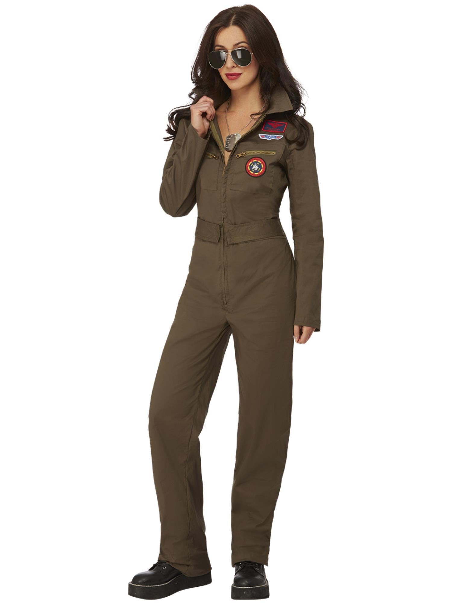 smiffys-fever-top-gun-damen-kost-m-overall-gr-s-khaki image 1