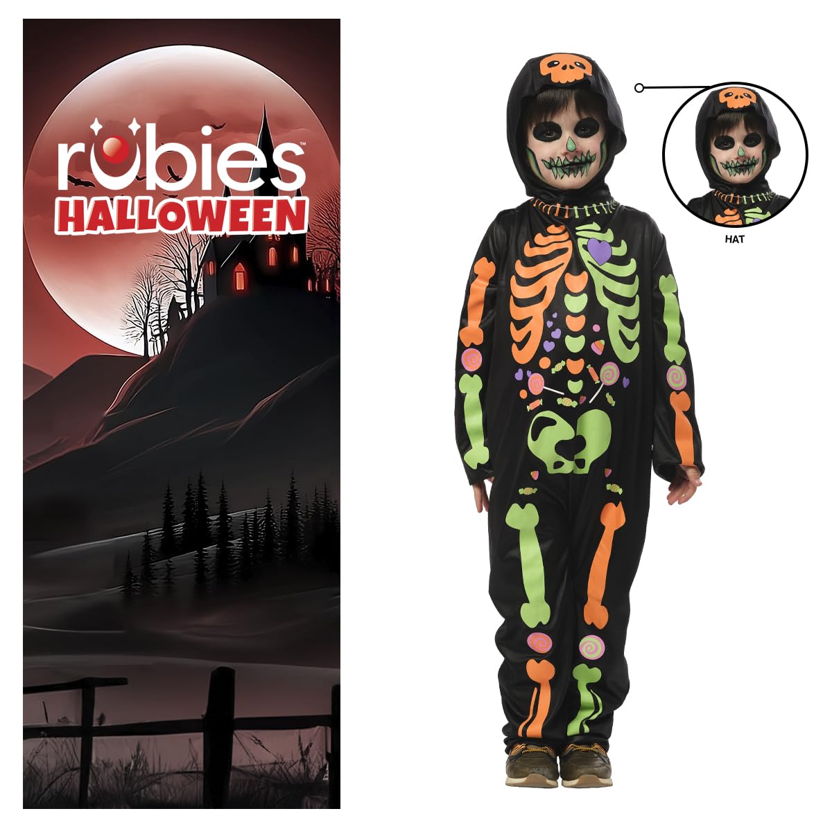 rubie-s-deluxe-skelett-kost-m-kinder-glow-in-dark-mit-m-tze image 4