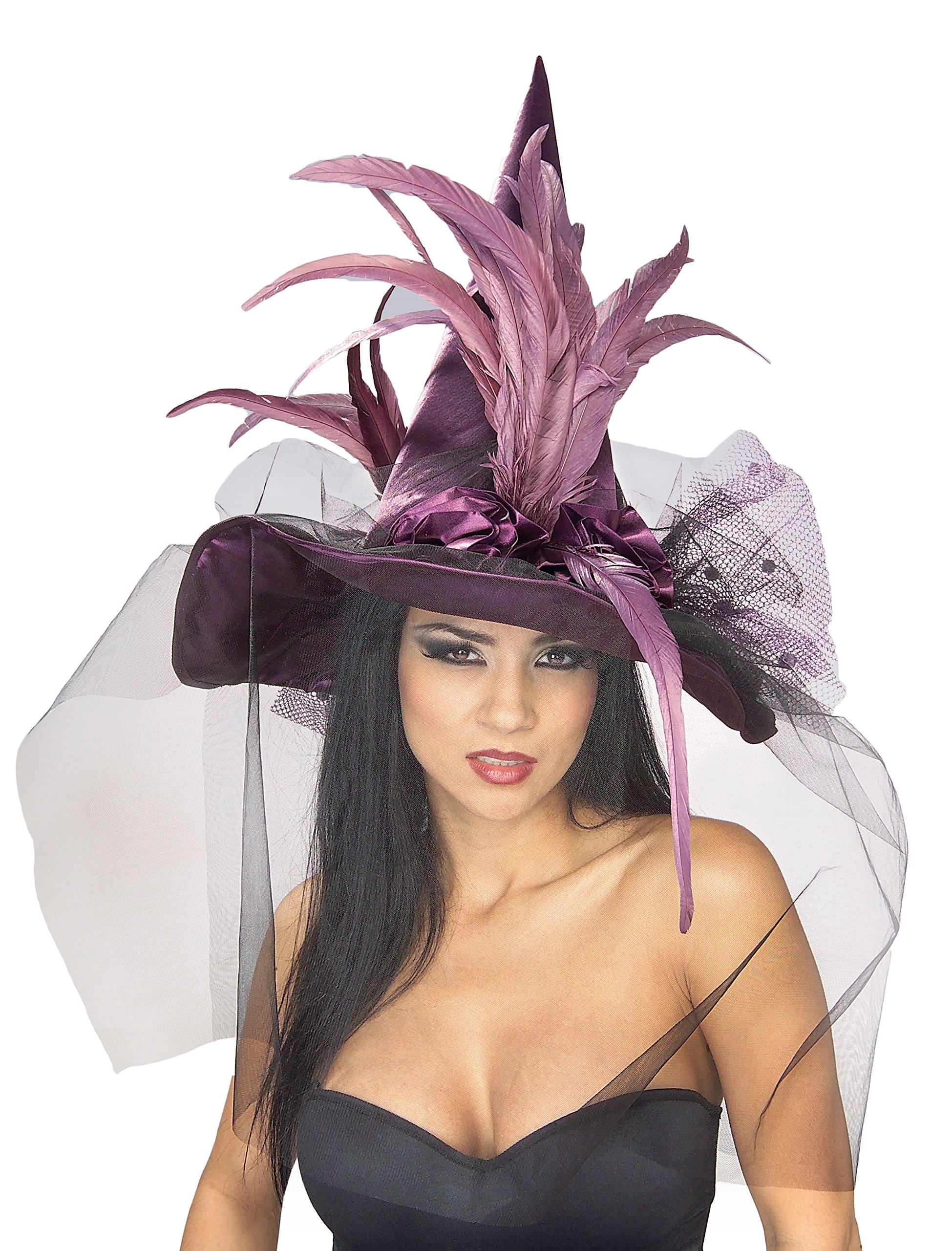 rubie-s-deluxe-hexenhut-lila-mit-feder-damen image 1