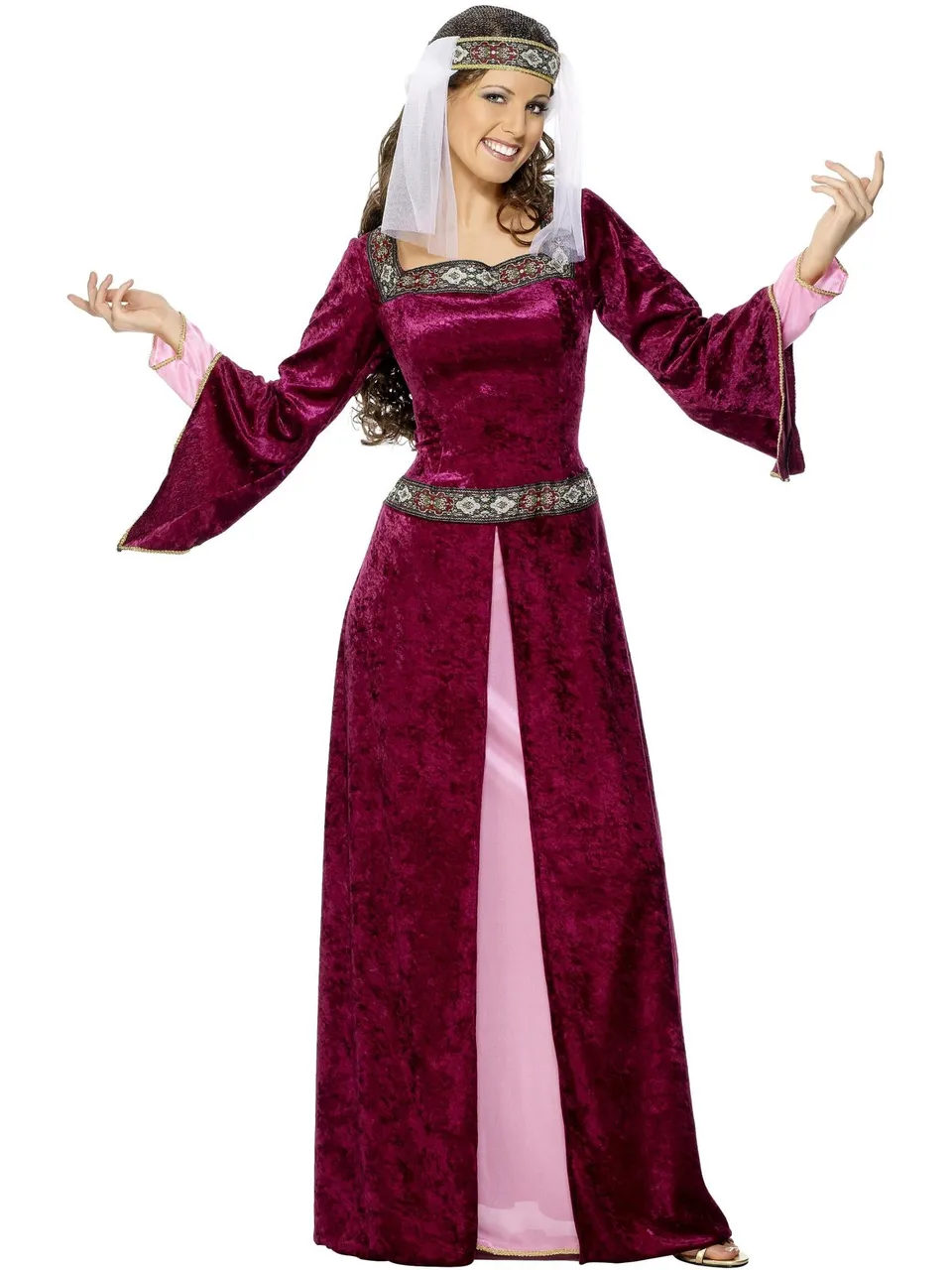 smiffys-fever-maid-marion-kost-m-bordeaux-s image 1