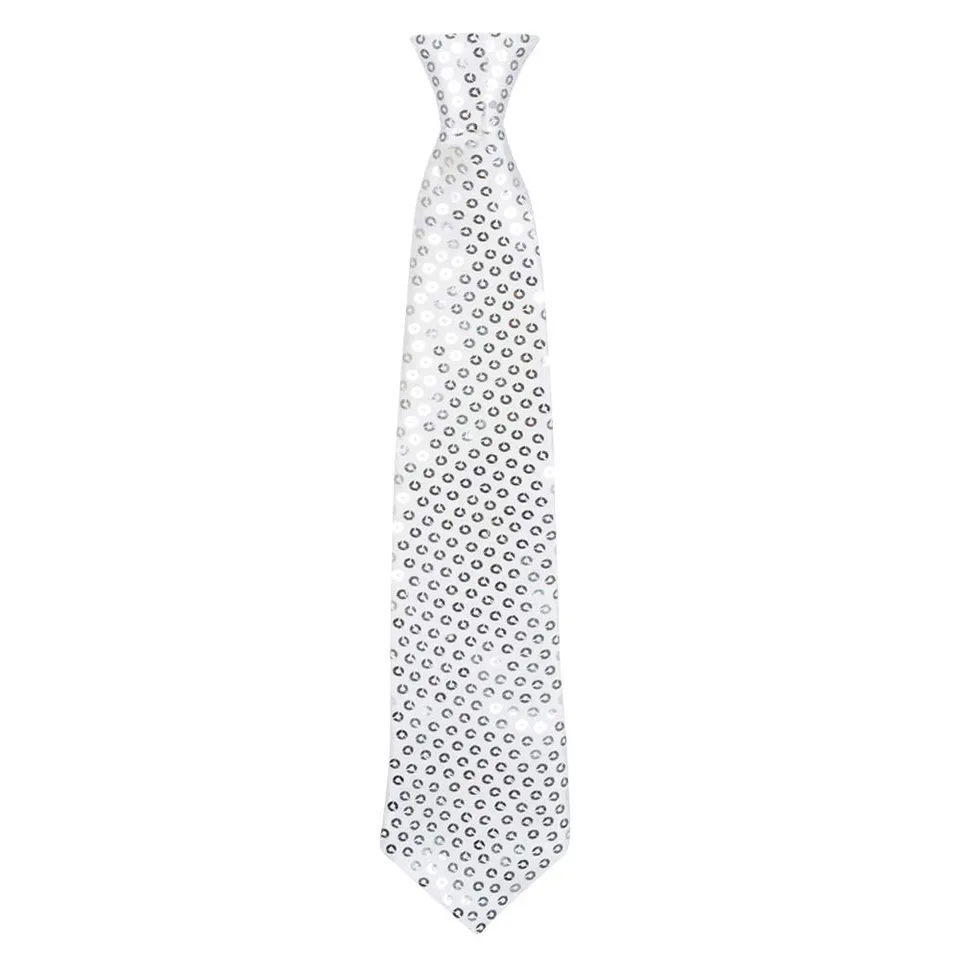 boland-pailletten-krawatte-silber-40-cm-mit-gummiband image 1
