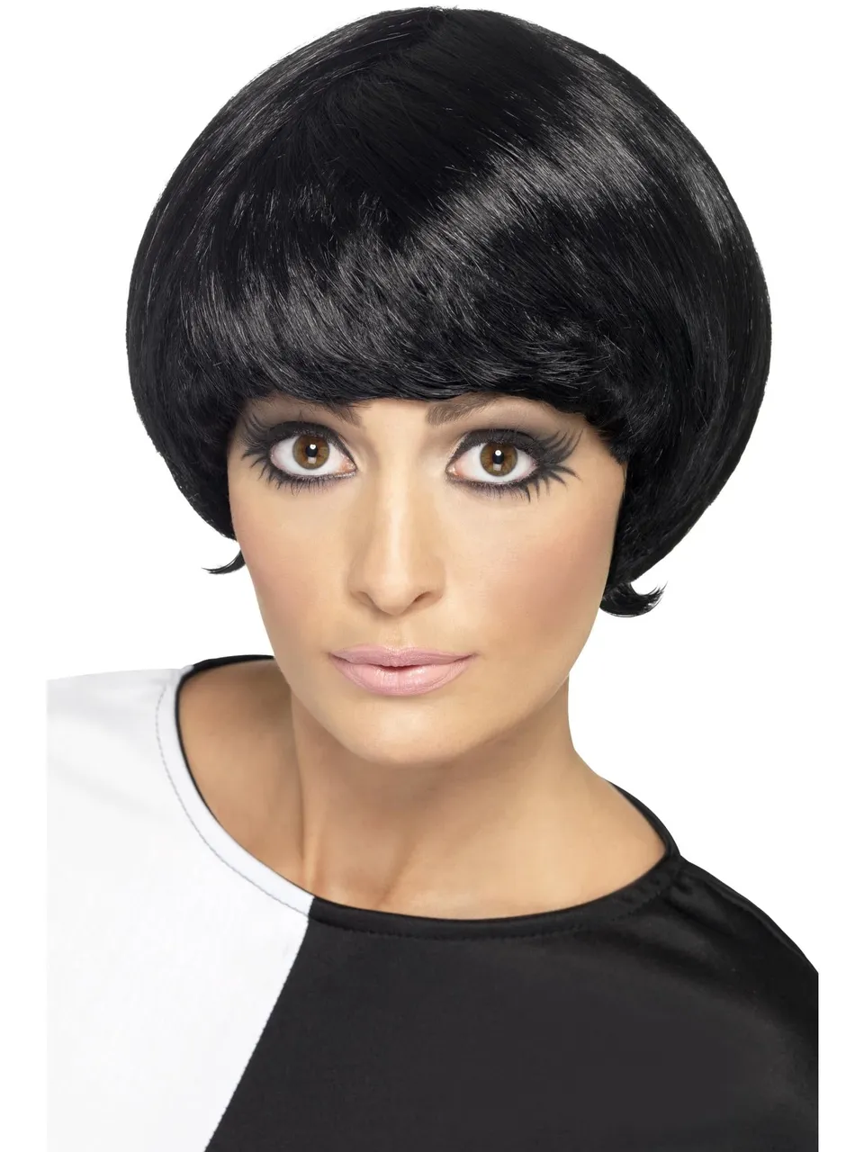 smiffys-fever-60s-psychedelic-wig-per-cke-schwarz-kurzer-bob image 1