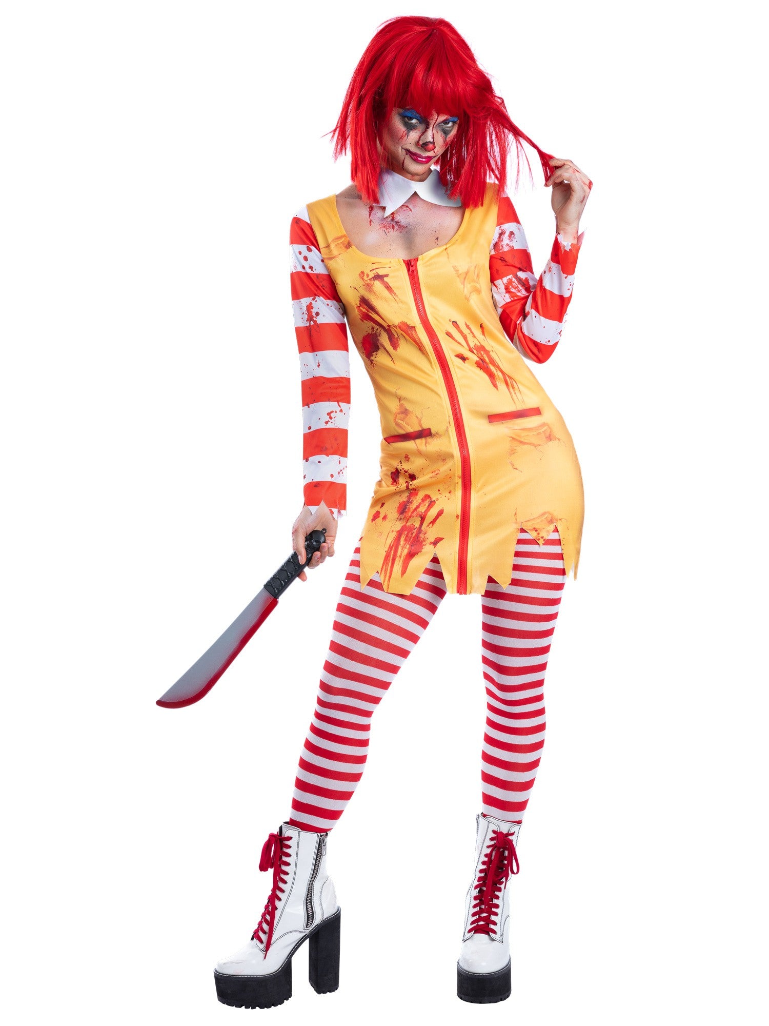 smiffys-fever-kreepy-killer-clown-kost-m-damen-gelb-rot image 4