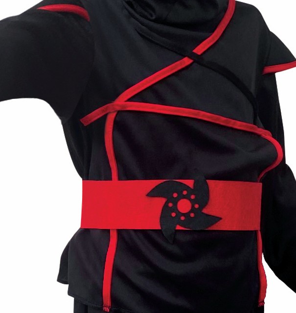 rubies-ninja-kost-m-schwarz-mit-maske-und-rotem-g-rtel image 6